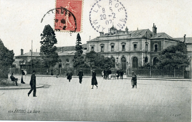 La Gare (carte postale de 1907) - Rennes