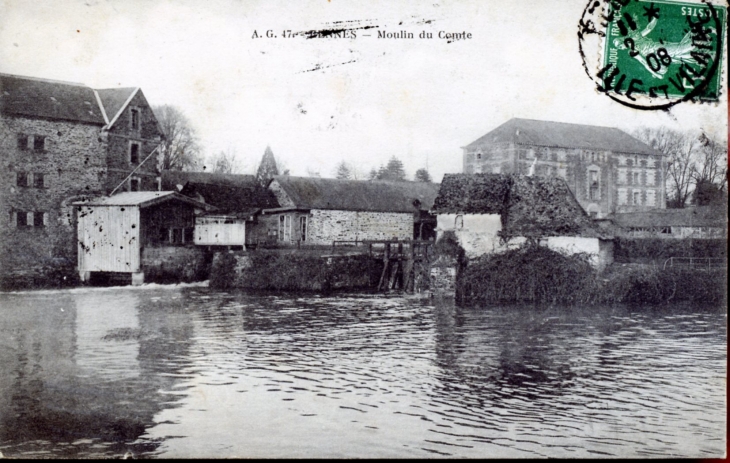 Moulin du Comte, vers 1908 (carte postale ancienne). - Rennes