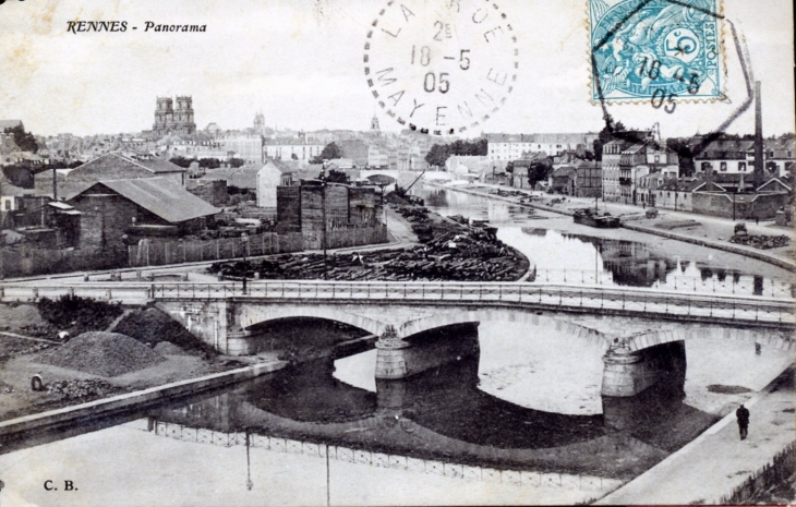 Panorama, vers 1905 (carte postale ancienne). - Rennes
