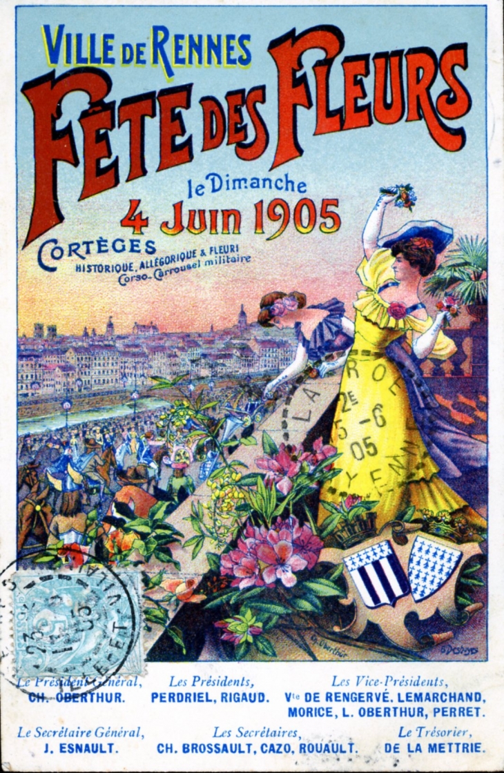Fête des Fleurs, vers 1905 (carte postale ancienne). - Rennes