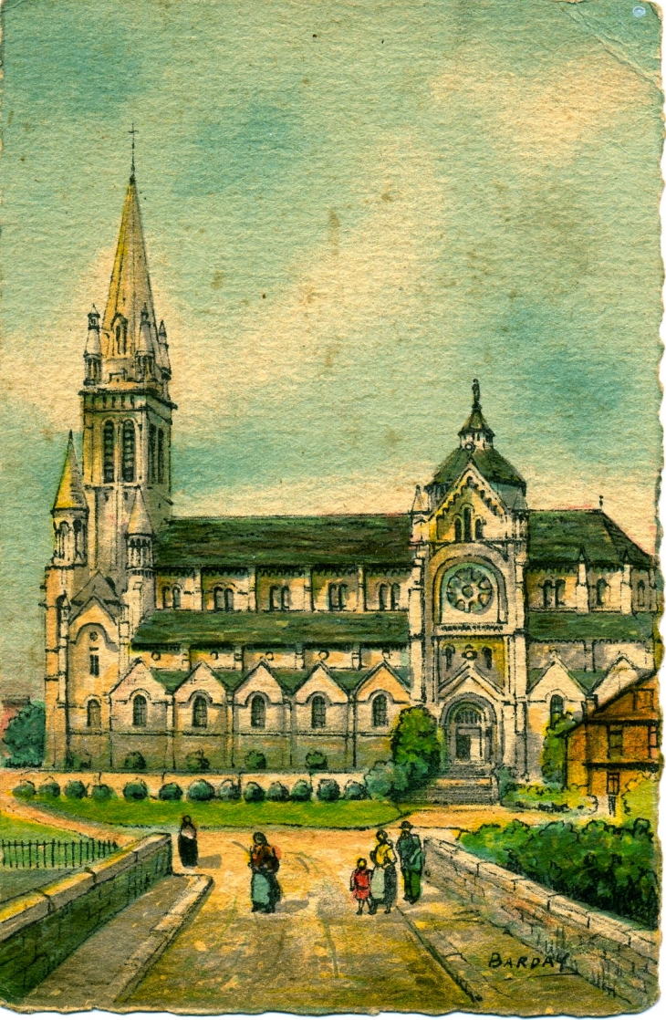 Le Pont des Jacobins et l'Eglise Saint-Martin (carte postale de 1940) - Vitré