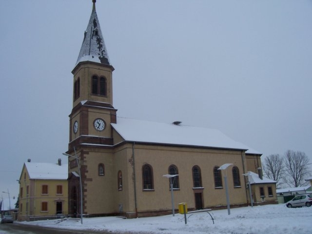 Eglise sous la neige - Bischwihr