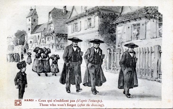 Hansi - Ceux qui n'oublient pas (d'après l'estampe), vers 1916 (carte postale ancienne). - Colmar