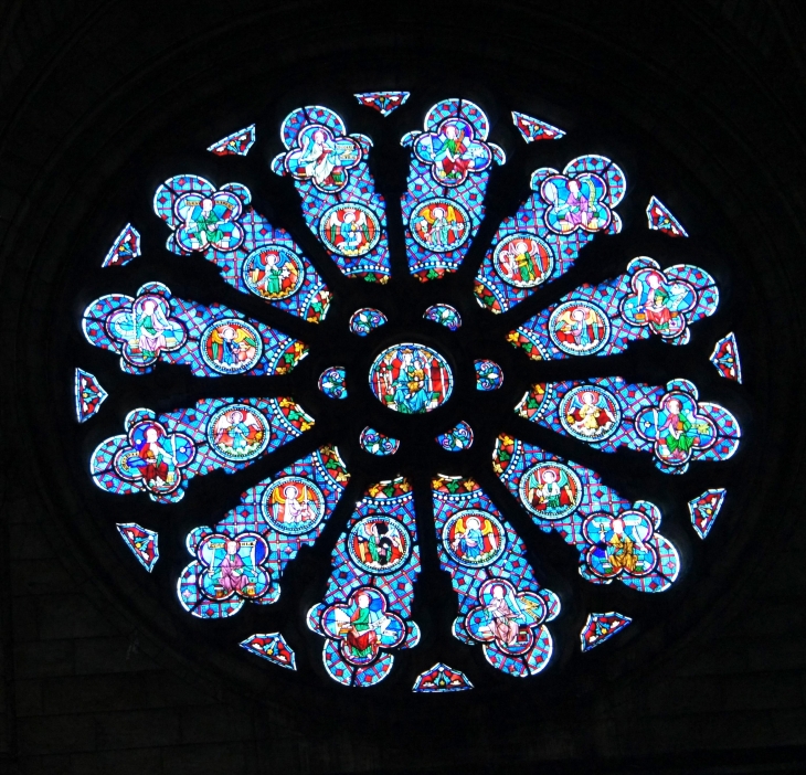 Eglise Notre-Dame : rosace du transept gauche. - Bergerac