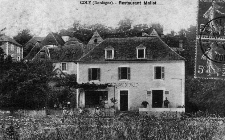 Restaurant Mallet, vers 1910 (carte postale ancienne). - Coly