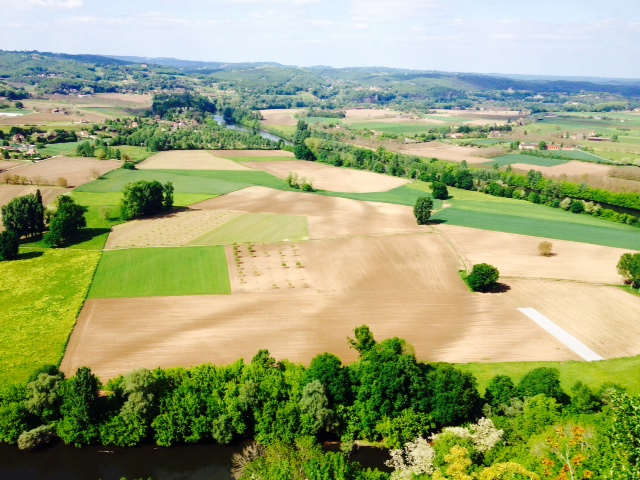 Vue sur la vallée de la Dordogne depuis le belvédère de la Barre. - Domme