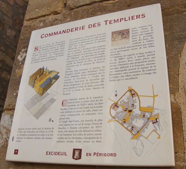 L'Histoire de la Commanderie des Templiers. - Excideuil