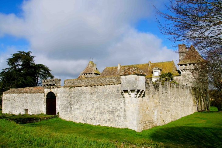 Le mur-sud-est-du-chateau avec son échauguette. - Gageac-et-Rouillac