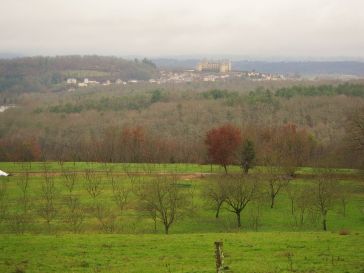 Hautefort et son château, vue générale.