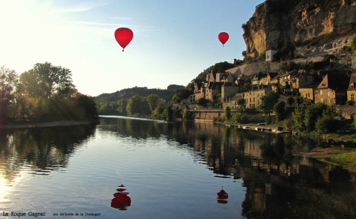 Survol de la Dordogne par des montgolfières  - La Roque-Gageac