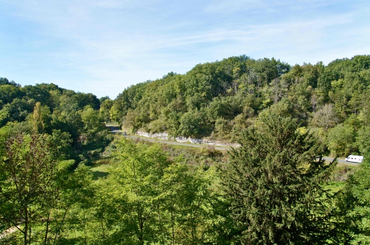 Vue sur le D31 depuis les remparts. - Limeuil