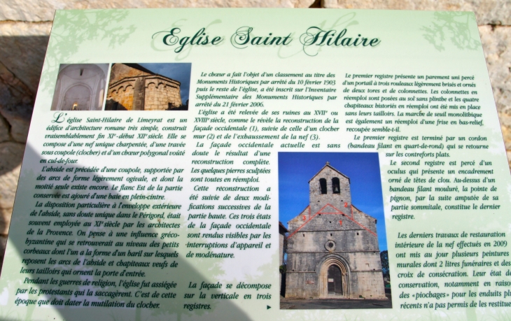 Histoire de l'église Saint Hilaire. - Limeyrat