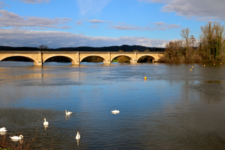 Le Pont de chemin de fer sur la Dordogne. - Mauzac-et-Grand-Castang