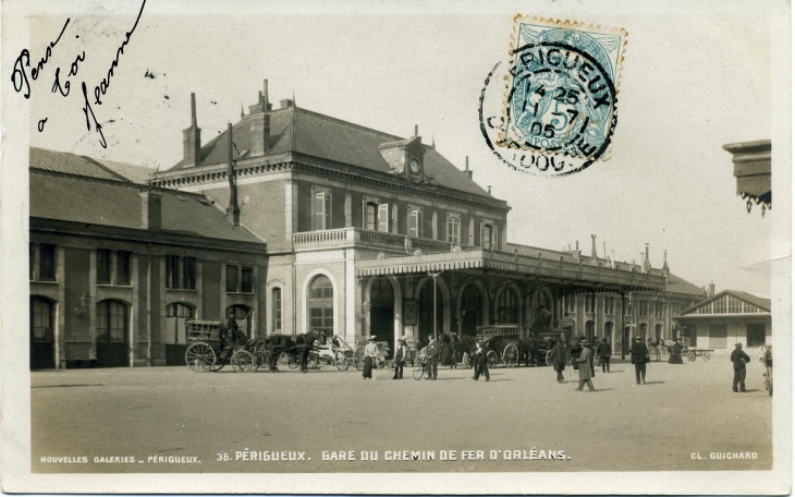 Gare du Chemin de Fer d'Orléans (carte postale de 1905) - Périgueux