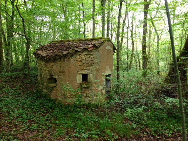 Curieux cabanon en pierre dans la forêt. - Saint-Félix-de-Villadeix