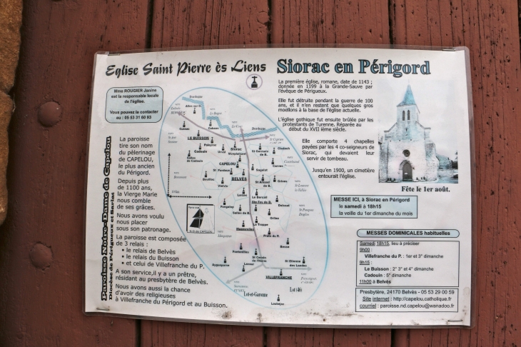 Le panneau explicatif. - Siorac-en-Périgord