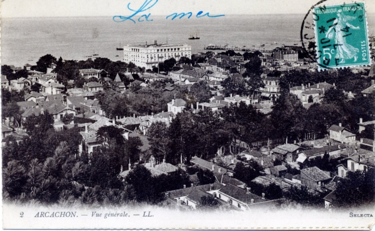 Vue générale, vers 1914 (carte postale ancienne). - Arcachon