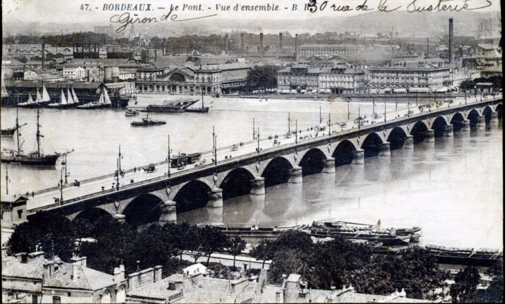 Le Pont - Vue d'ensemble, vers 1929 (carte postale ancienne); - Bordeaux