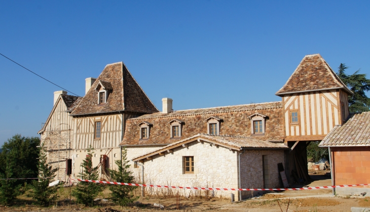 Le-chateau-longeant-l-isle-qu-il-surplombe-xvie-et-xviie-siecles-colombages-bois-et-torchis - Saint-Antoine-sur-l'Isle