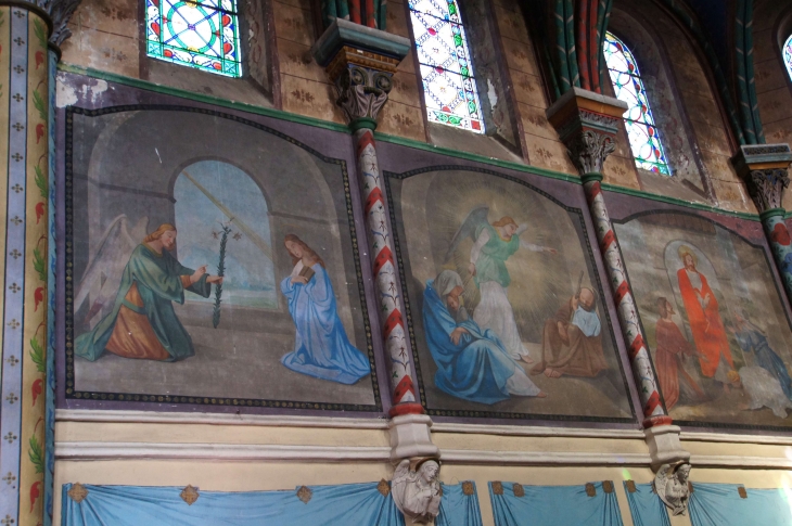 Eglise Saint-Luperc : Fresques-realisees-par-Melle-barangé-artiste-juive-refugiee-en-39-45-dans-le-gabardan - Gabarret