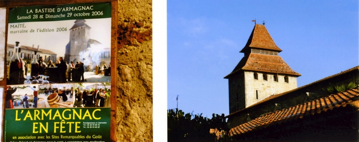 Clocher de l'église fortifiée, église Notre Dame du XIVe siècle. - Labastide-d'Armagnac