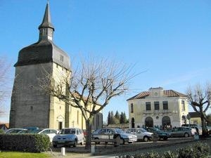 L'église, la mairie. - Magescq