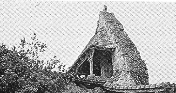 Clocher de l'église Saint-Martin d'Esperous (photo prise en 1980, eglies anciennes du Gabardan). - Parleboscq