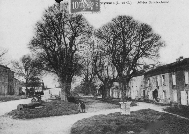 Allées Sainte-Anne, début XXe siècle (carte postale ancienne) - Prayssas