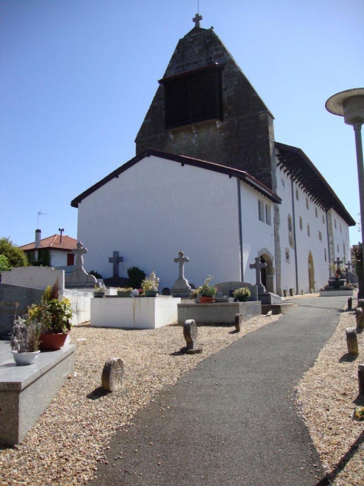 Arbonne (64210) église avec stèles basques au cimetière