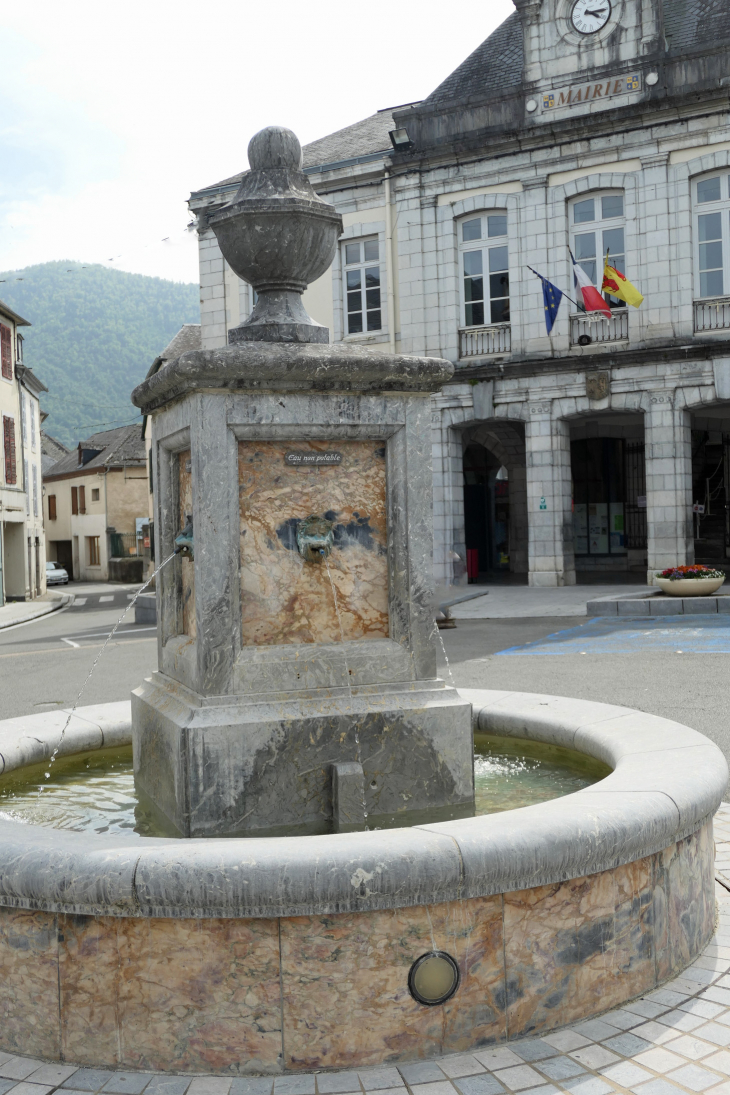 La fontaine devant l'hôtel de ville - Arudy