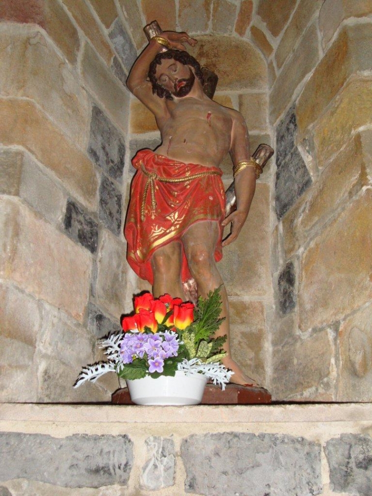 Laguinge-Restoue (64470) à Laguinge, église:  statue Saint-Sébastien