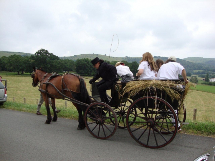 Lantabat (64640) à Lantabat St.Martin, un mariage: chariot de la mariée