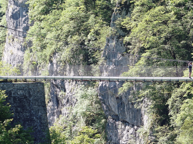 Les gorges d'Holzarte :traversée  sur la passerelle - Larrau