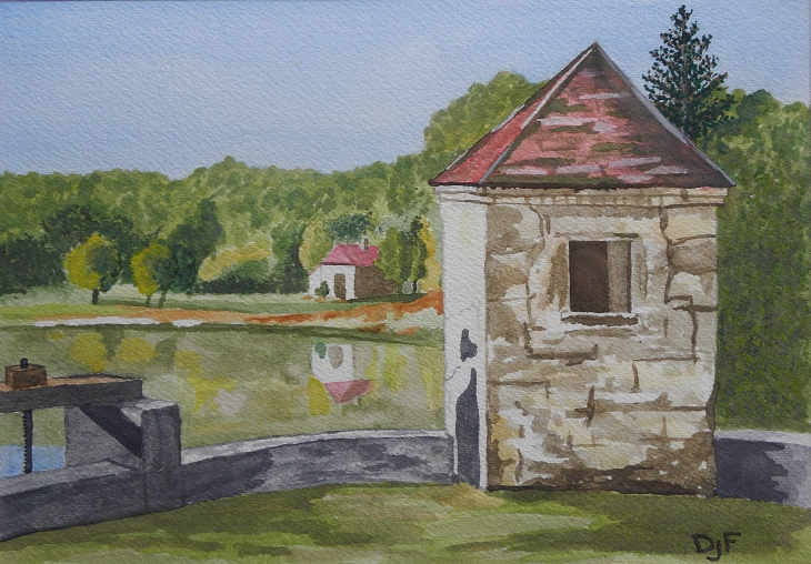 Aquarelle de l'étang de tronçais - Saint-Bonnet-Tronçais