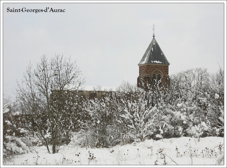 L'église sous la neige. - Langeac