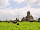 en Patures au fond l'église St Vigor