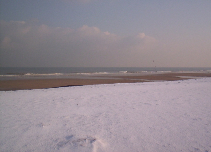 La plage d' Hermanville enneigée - Hermanville-sur-Mer