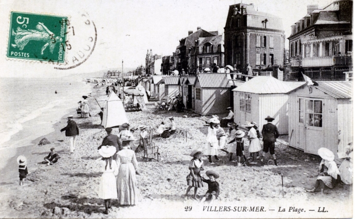 La Plage, vers 1915 (carte postale ancienne). - Villers-sur-Mer