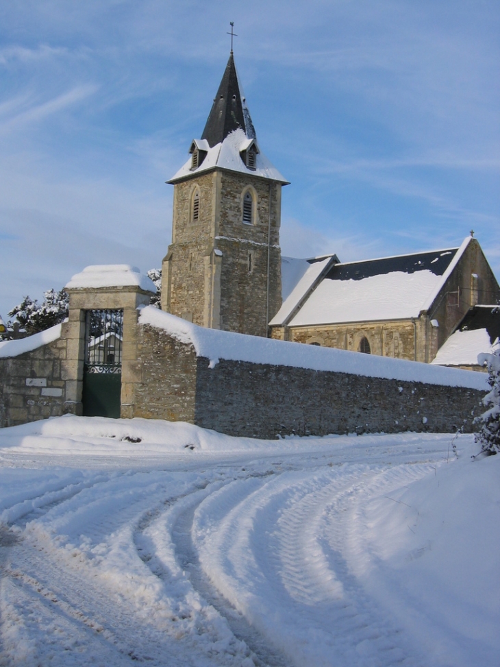 L'église sous la neige - Villy-Bocage