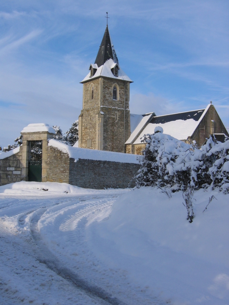 L'église sous la neige - Villy-Bocage