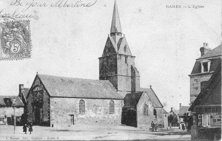 L'église, avant la conflit 14/18 (carte postale ancienne) - Rânes