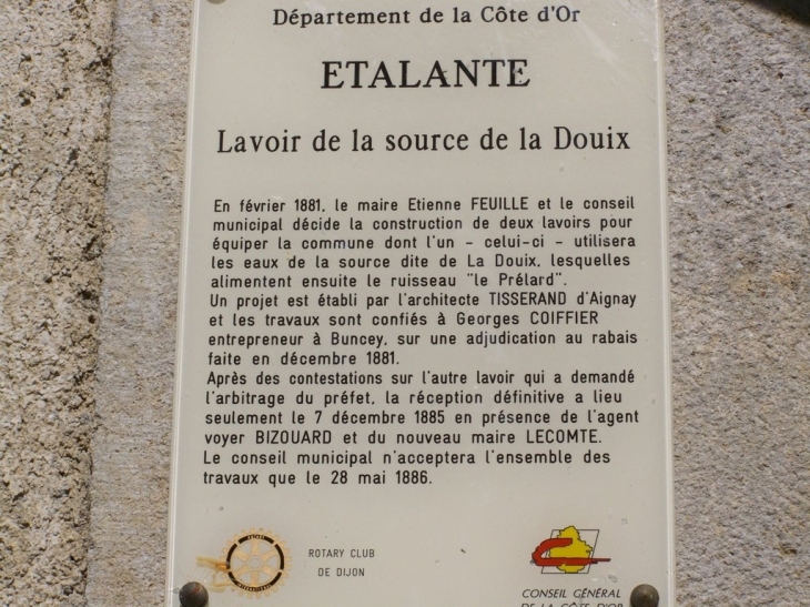 Plaque du lavoir - Étalante