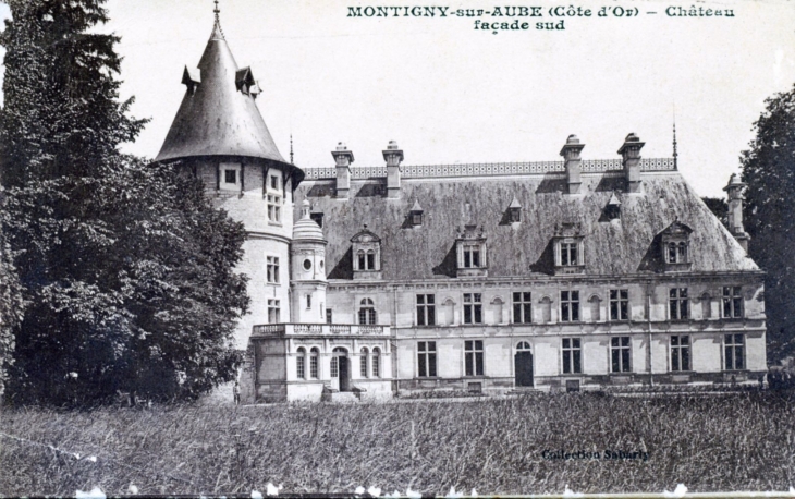 Château façade sud, vers 1915 (carte postale ancienne). - Montigny-sur-Aube