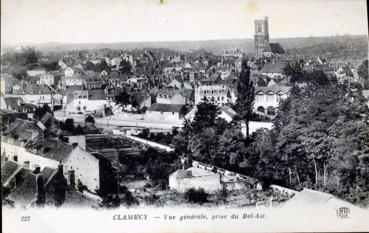 Vue générale, prise du Bel-Air, vers 1920 (carte postale ancienne). - Clamecy