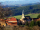 Une partie du bourg de Montmelard vue depuis une propriété route de St Cyr