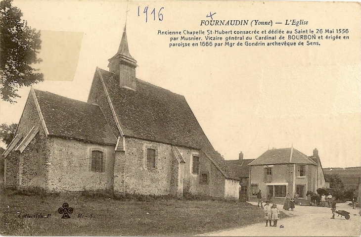 Eglise de Fournaudin, carte postale de 1916.