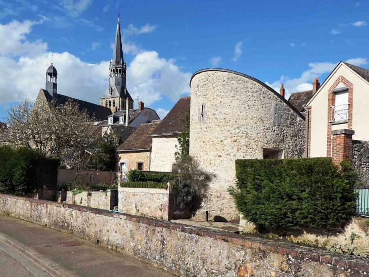 Les remparts et l'église Notre Dame vus des rives du Loir - Bonneval