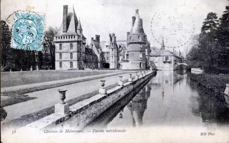 Le Château de maintenon - Façade méridionale, vers 1905 (carte postale ancienne).