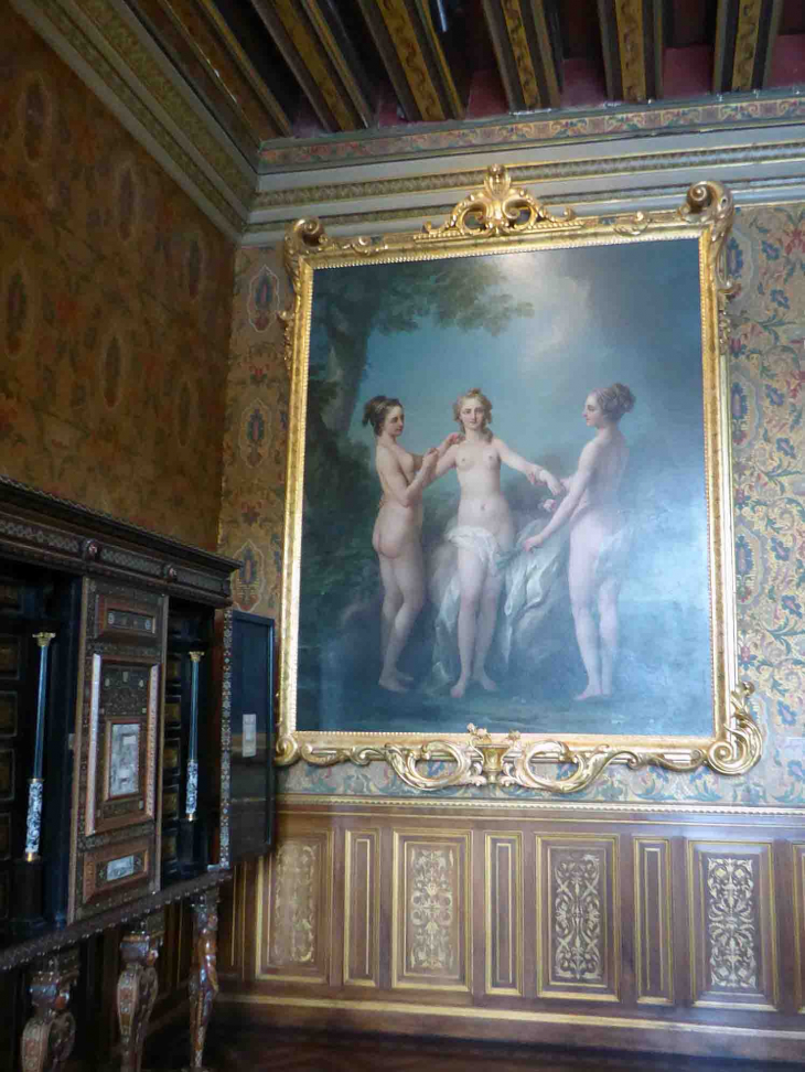 Le château de Chenonceau : le salon François 1er Vab Loo : les trois grâces - Chenonceaux