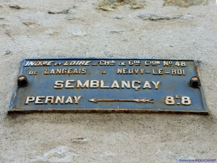 Plaque ancienne de rue - Semblançay